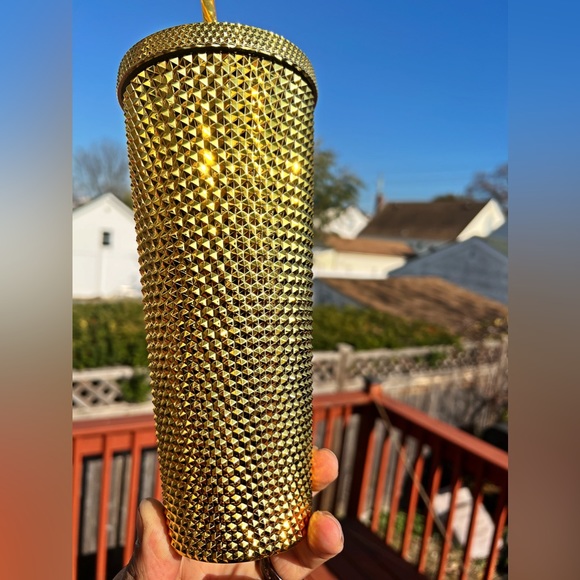 Starbucks Inspired 24oz Metallic Gold Studded Tumbler - Picture 2 of 6